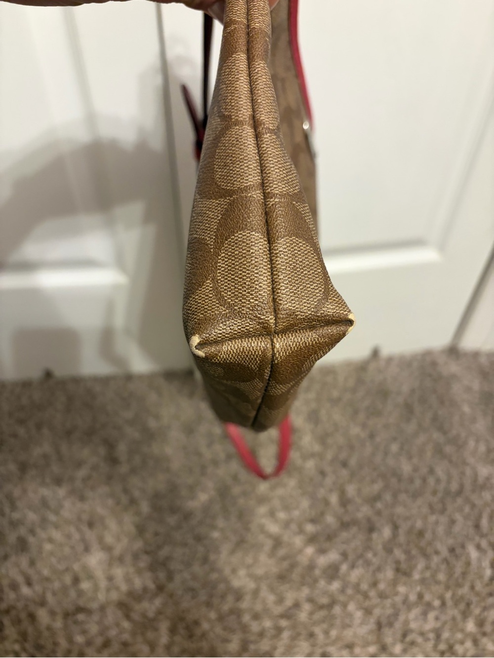 Coach Signature file crossbody Bag in Brown with Pink Trim - Picture 5 of 6